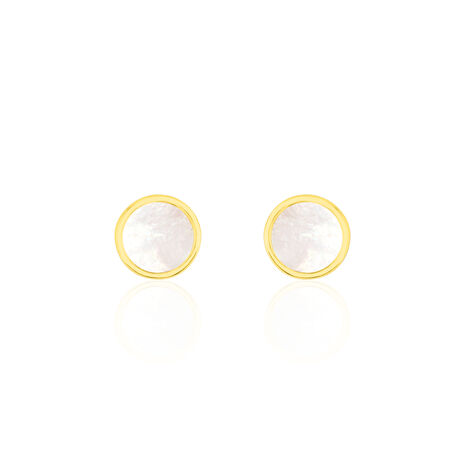 Boucles D'oreilles Puces Joana Or Jaune Nacre - Clous d'oreilles Femme | Histoire d’Or