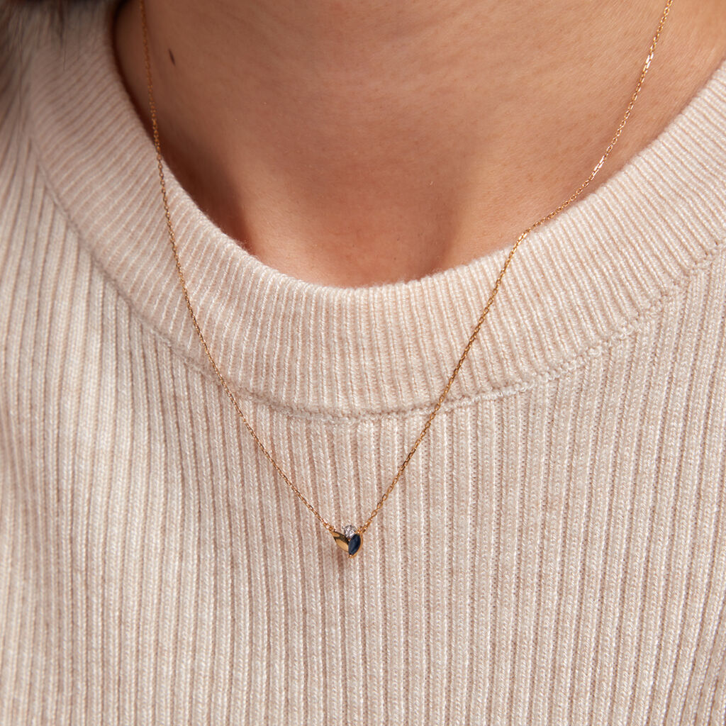 Collier Tameka Or Bicolore Saphir Diamant - Colliers Femme | Histoire d’Or