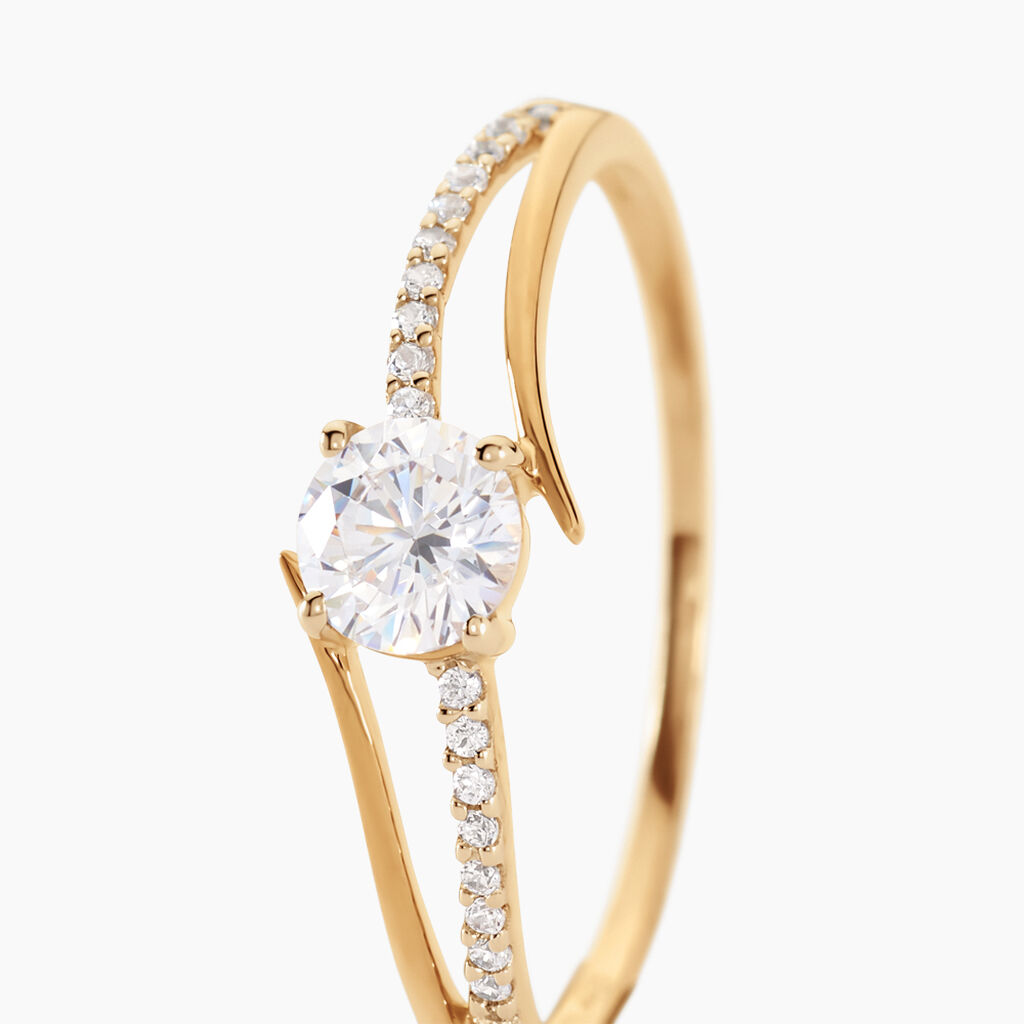 Bague Solitaire Abelia Or Jaune Oxyde De Zirconium - Bagues solitaires Femme | Histoire d’Or