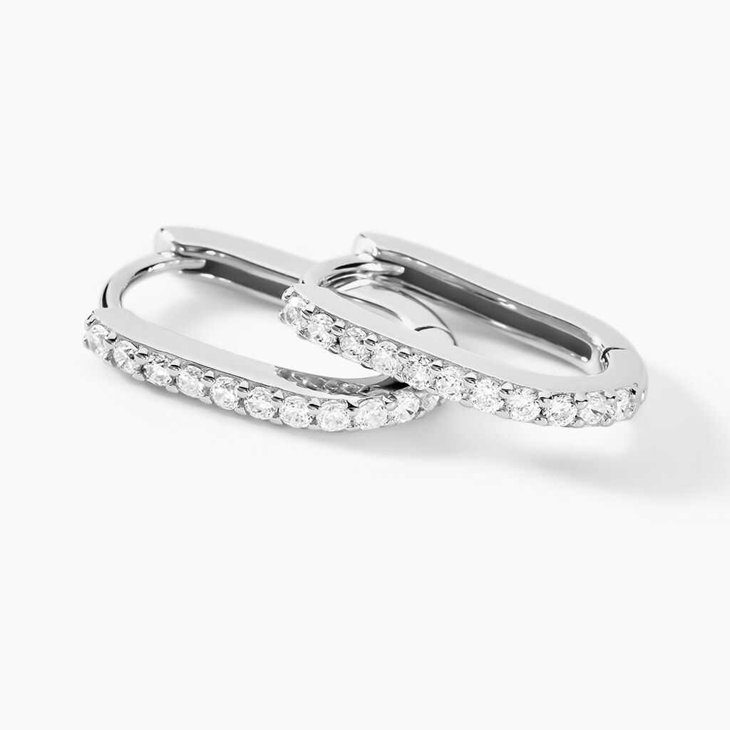 Cr&eacute;oles Caliste Argent Blanc Oxyde De Zirconium - Boucles d'oreilles cr&eacute;oles Femme | Histoire d&rsquo;Or