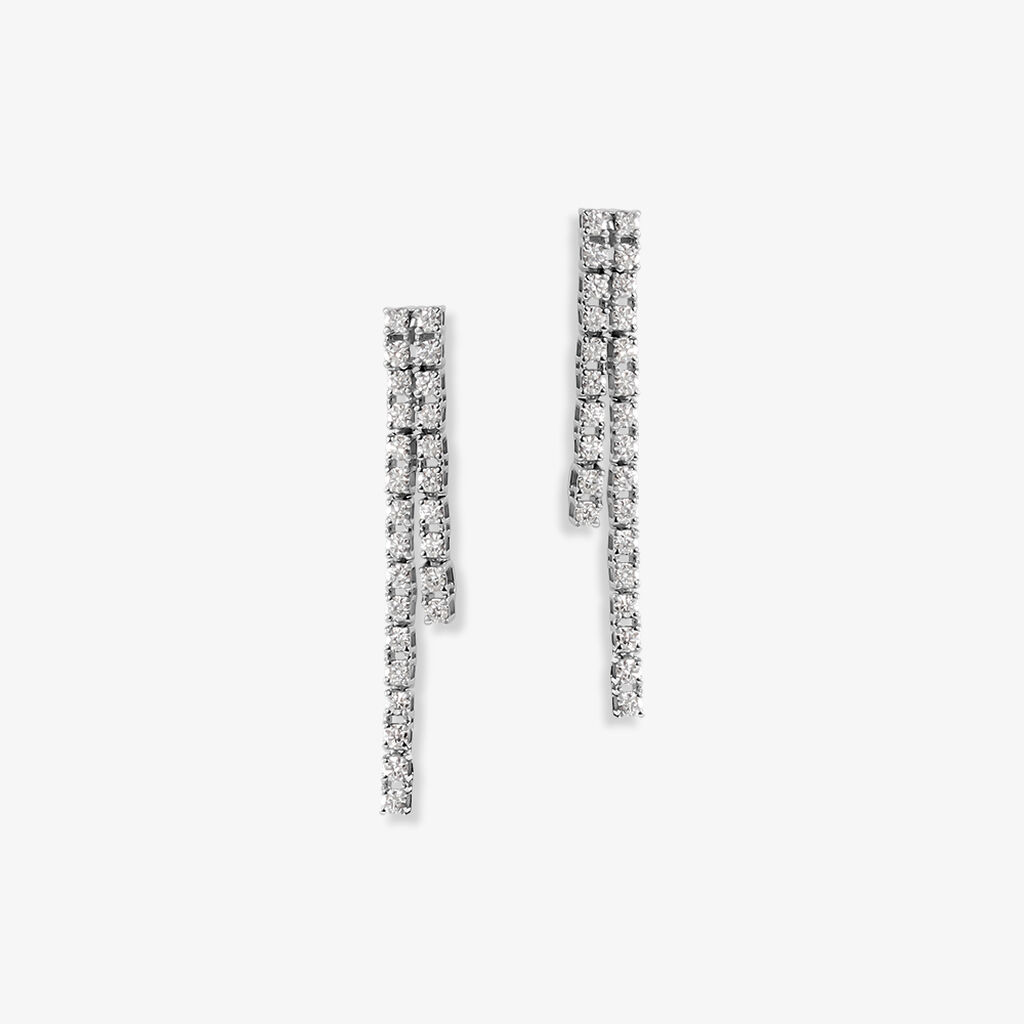 Boucles D'oreilles Pendantes River Or Blanc Diamant - Boucles d'oreilles pendantes Femme | Histoire d’Or