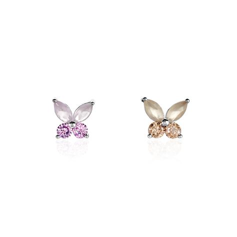 Boucles D'oreilles Puces Fay Argent Blanc Verre Oxyde De Zirconium - Boucles d'oreilles fantaisie Femme | Histoire d’Or