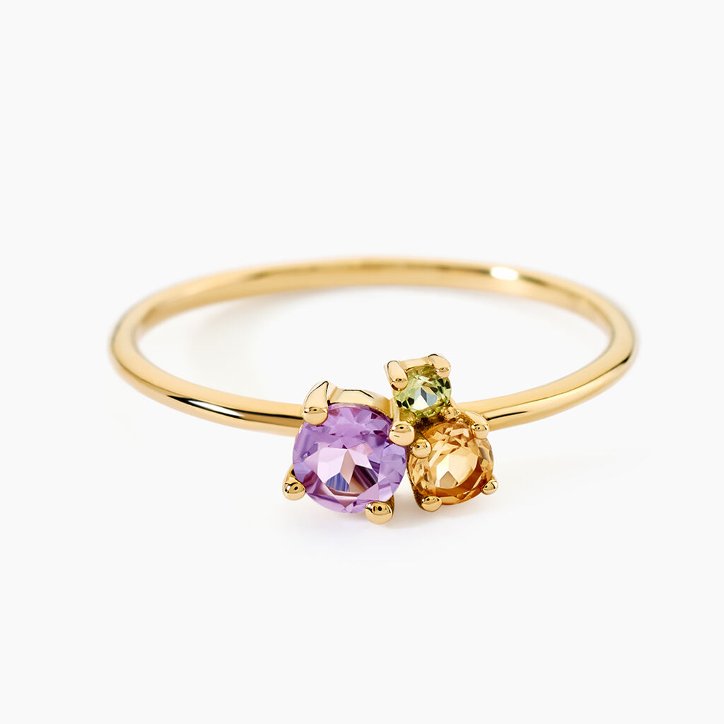 Bague Prisme Or Jaune Am&eacute;thyste Citrine P&eacute;ridot - Bagues avec pierre Femme | Histoire d&rsquo;Or