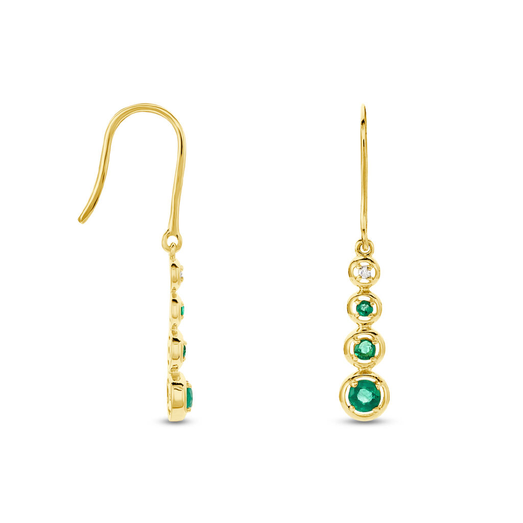 Boucles D'oreilles Pendantes Josephine Or Jaune Emeraude - Boucles d'oreilles pendantes Femme | Histoire d’Or