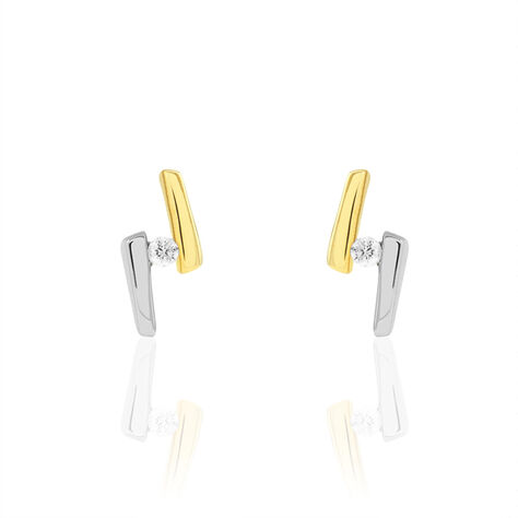 Boucles D'oreilles Pendantes Aini Or Bicolore Diamant - Boucles d'oreilles pendantes Femme | Histoire d’Or