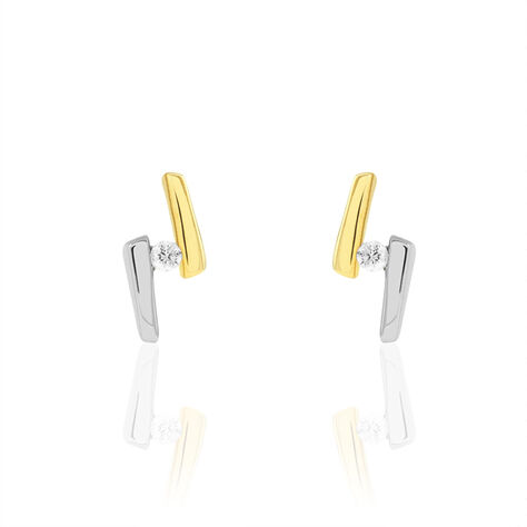 Boucles D'oreilles Pendantes Aini Or Bicolore Diamant - Boucles d'oreilles pendantes Femme | Histoire d’Or