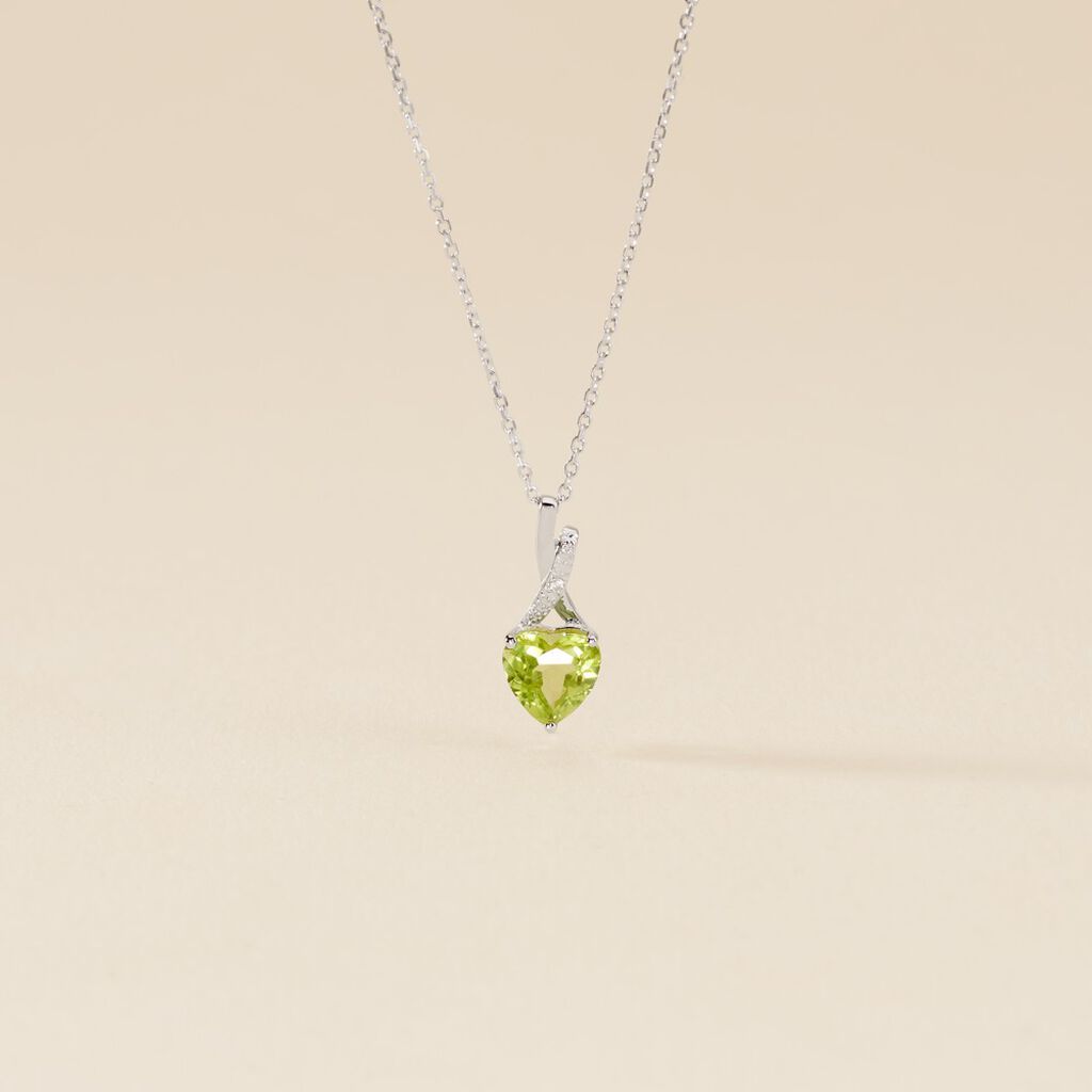 Collier Or Blanc Clothilde P&eacute;ridot - Colliers pierre Femme | Histoire d&rsquo;Or