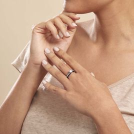Bague Solitaire Ceramik Design Argent  Oxyde De Zirconium Et Céramique - Bagues solitaires Femme | Histoire d’Or