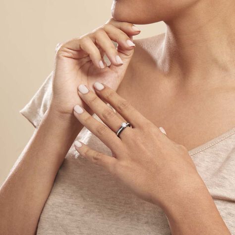 Bague Solitaire Ceramik Design Argent  Oxyde De Zirconium Et Céramique - Bagues solitaires Femme | Histoire d’Or