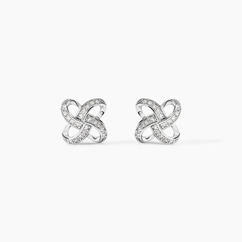 Boucles D'Oreilles Puces Leonille Or Blanc Diamant - Clous d'oreilles Femme | Histoire d&rsquo;Or