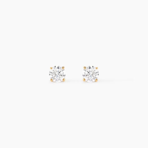 Boucles D'oreilles Puces Or Jaune Diamants Synthetique - Clous d'oreilles Femme | Histoire d&rsquo;Or