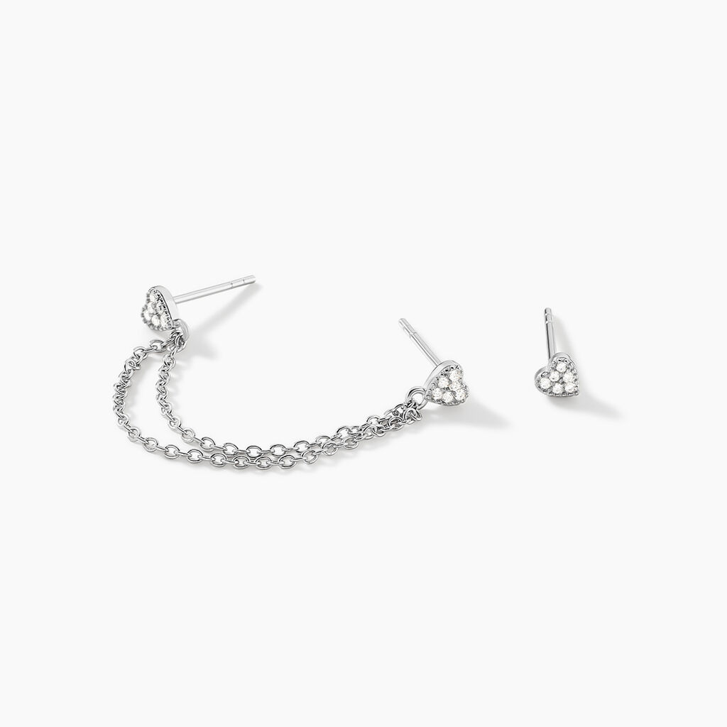Boucles D'oreilles Dépareillées June Argent Blanc Oxyde De Zirconium - Boucles d'oreilles fantaisie Femme | Histoire d’Or