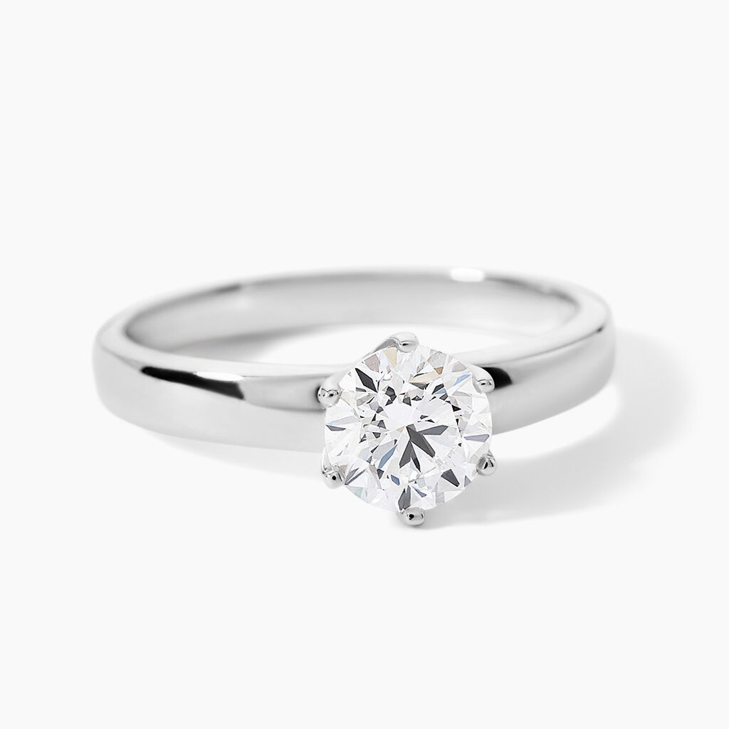 Bague Solitaire Natalia Or Blanc Diamant Synthetique - Bagues solitaires Femme | Histoire d&rsquo;Or
