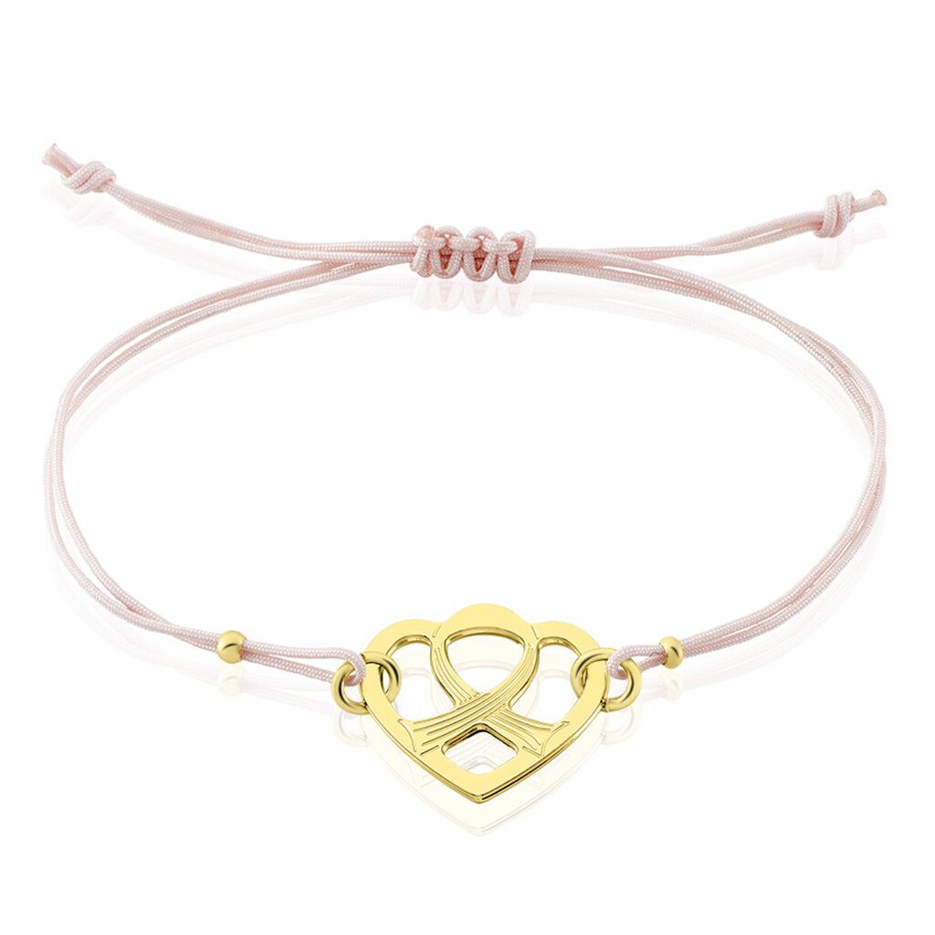 Bracelet Solidaire Lutte Contre Le Cancer Laiton Doré - Bracelets cordon Femme | Histoire d’Or