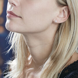 Boucles D'oreilles Puces 4 Griffes Or Blanc Diamant Synthetique - Clous d'oreilles Femme | Histoire d’Or