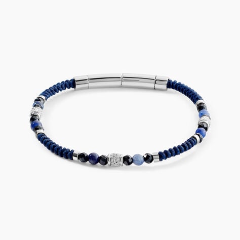 Bracelet Jourdan Arttu Acier Argent&eacute; Sodalite Agate - Bracelets cha&icirc;ne Homme | Histoire d&rsquo;Or