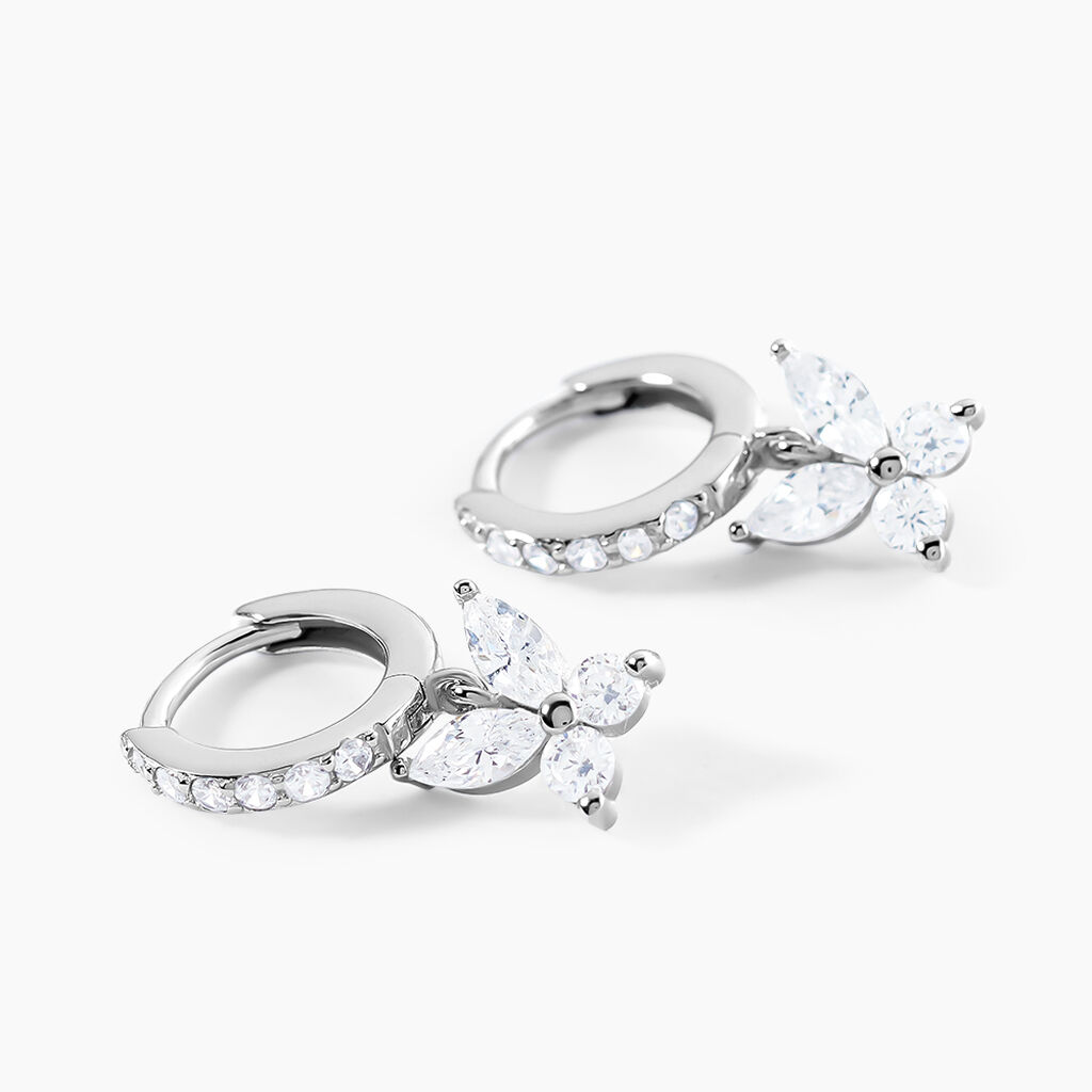 Créoles Argent Blanc Karitate Oxydes De Zirconium - Boucles d'oreilles créoles Femme | Histoire d’Or