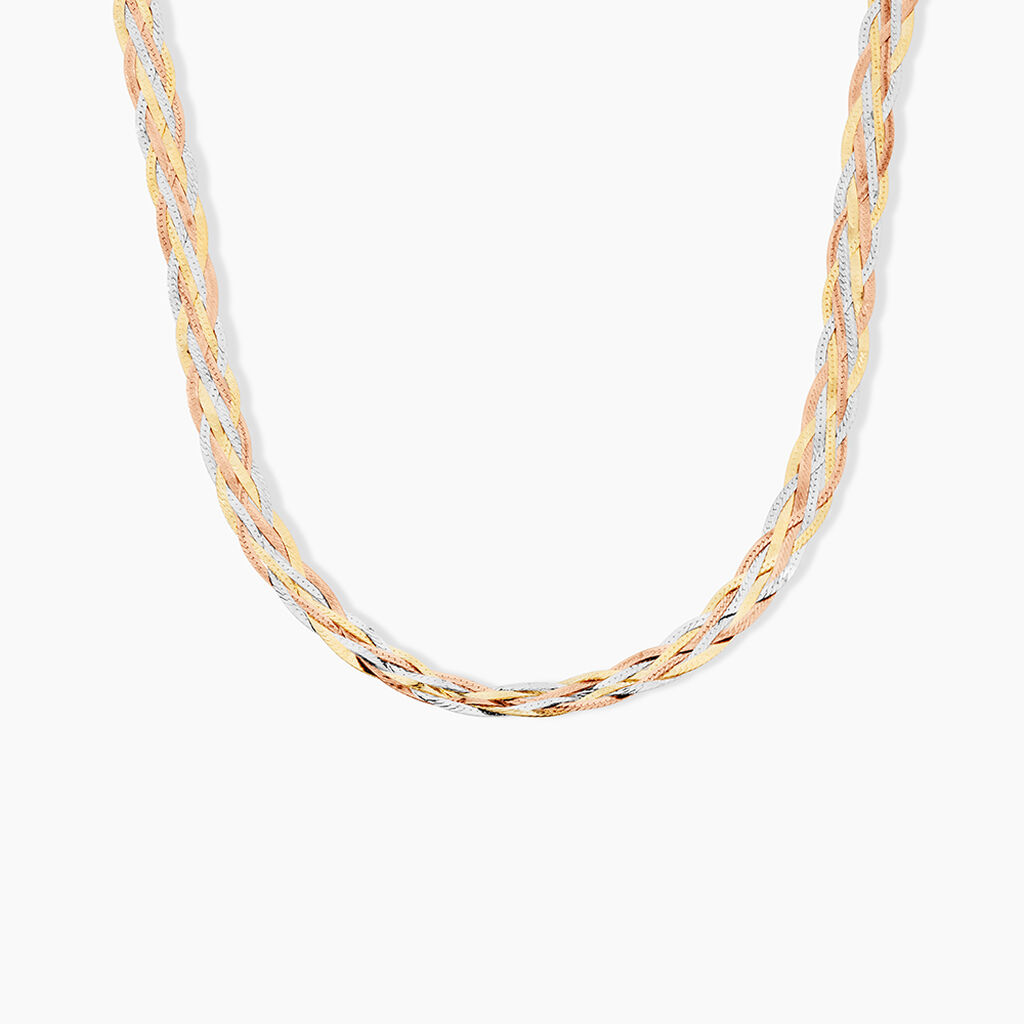 Collier Jasmin Tresse Or Tricolore - Bijoux sans pierre Femme | Histoire d&rsquo;Or