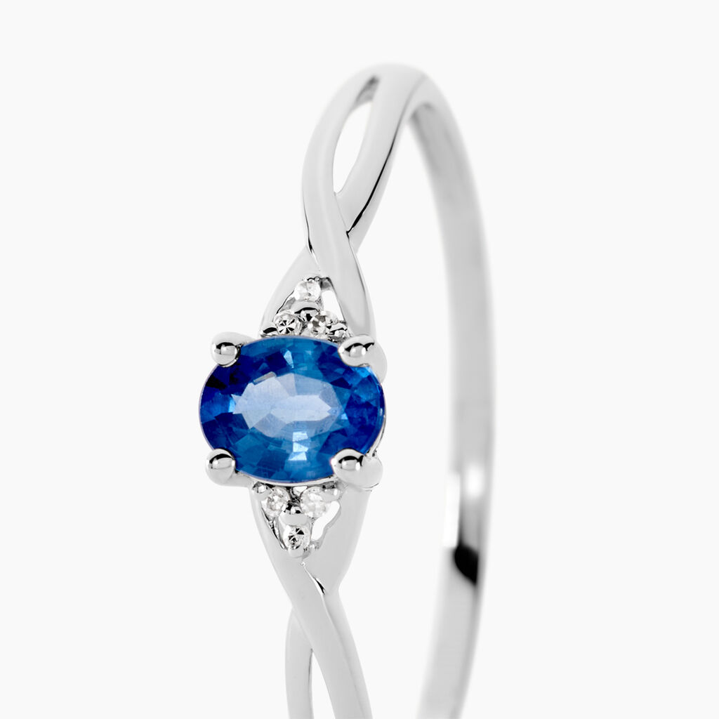 Bague Cassie Or Blanc Saphir Et Diamant - Bagues solitaires Femme | Histoire d’Or