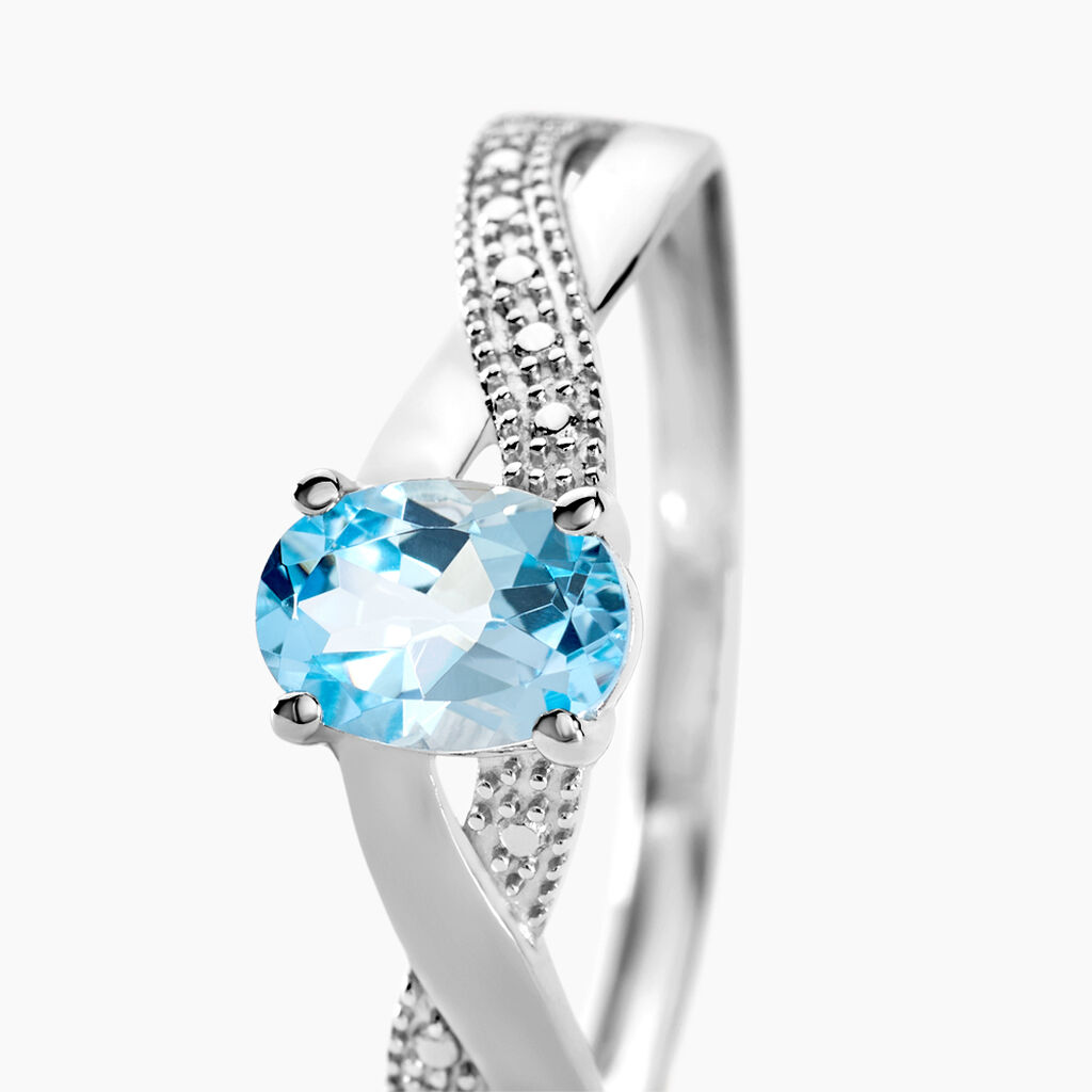 Bague Candice Or Blanc Topaze - Bagues solitaires Femme | Histoire d&rsquo;Or