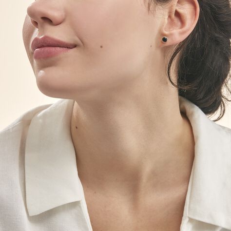 Boucles D'oreilles Puces Edy Serti Clos Or Jaune Saphir - Clous d'oreilles Femme | Histoire d’Or