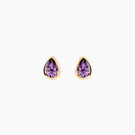 Boucles D'oreilles Puces Fassia Or Jaune Amethyste - Clous d'oreilles Femme | Histoire d&rsquo;Or
