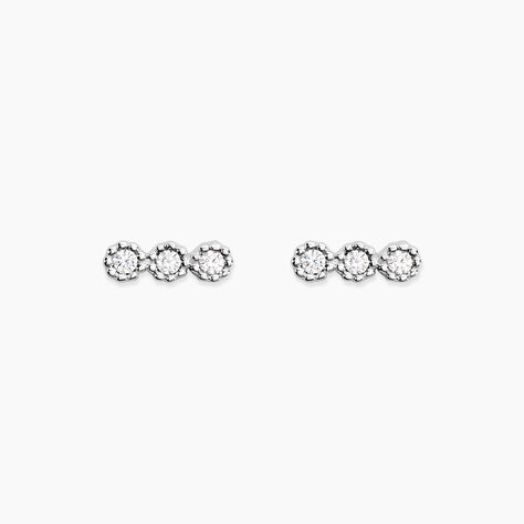 Boucles D'oreilles Puces Janys Argent Blanc Oxyde De Zirconium - Boucles d'oreilles fantaisie Femme | Histoire d’Or