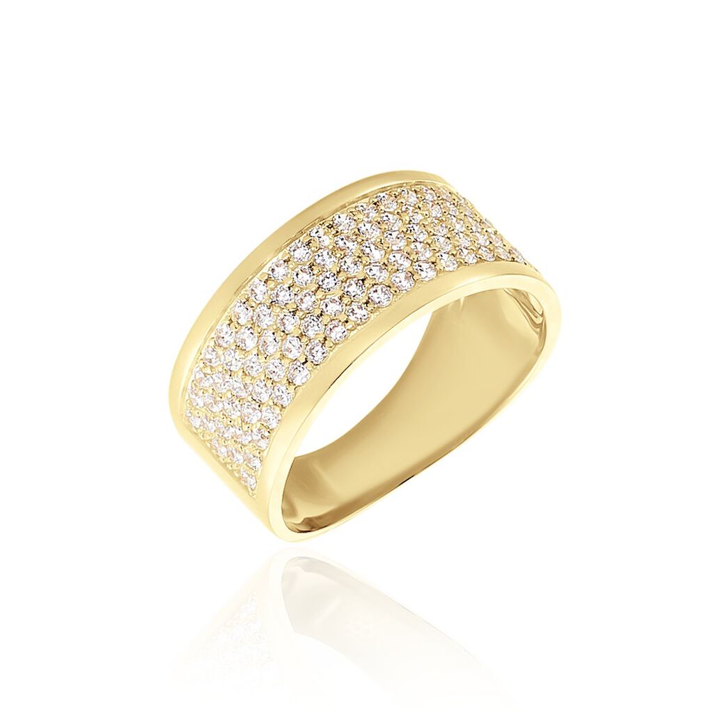 Bague Banda Or Jaune Oxyde De Zirconium - Bagues avec pierre Femme | Histoire d’Or