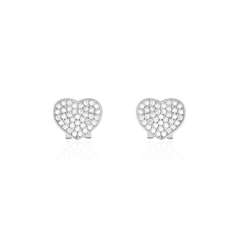 Boucles D'oreilles Puces Darwin Argent Blanc Oxyde - Boucles d'oreilles fantaisie Femme | Histoire d’Or