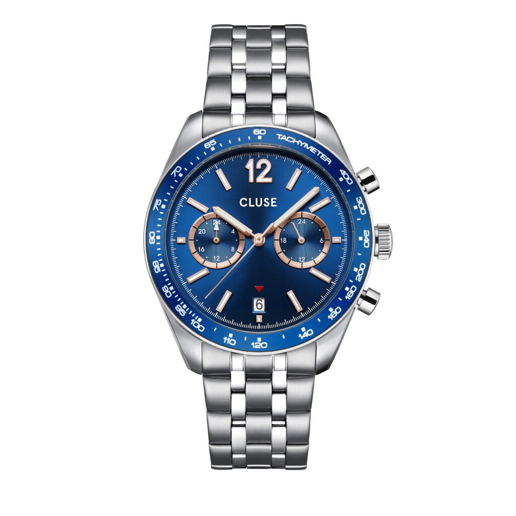 Montre Cluse Aravis Dual Timer Bleu - Id&eacute;es cadeaux Homme | Histoire d&rsquo;Or
