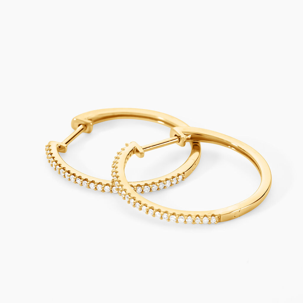 Creoles Or Jaune Aryanna Diamants - Boucles d'oreilles cr&eacute;oles Femme | Histoire d&rsquo;Or