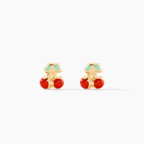 Boucles D'oreilles Puces Or Jaune Helicie Email - Clous d'oreilles Enfant | Histoire d’Or