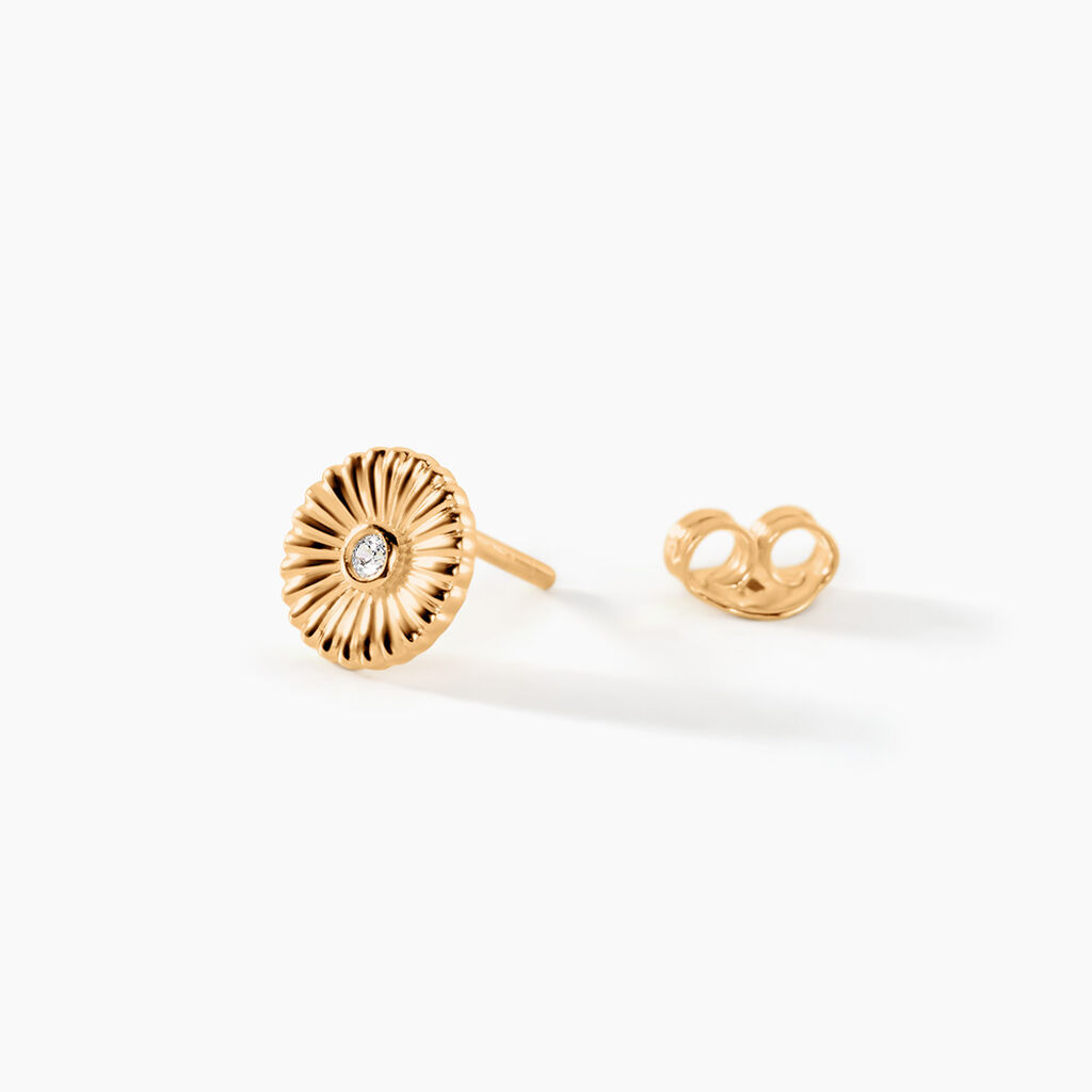 Boucles D'Oreilles Puces Sunrays Plaqu&eacute; Or Jaune Oxyde De Zirconium - Boucles d'oreilles fantaisie Femme | Histoire d&rsquo;Or