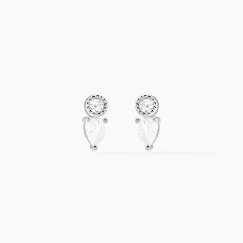 Boucles D'oreilles Puces Argent Blanc Delya Oxyde De Zirconium - Boucles d'oreilles fantaisie Femme | Histoire d&rsquo;Or
