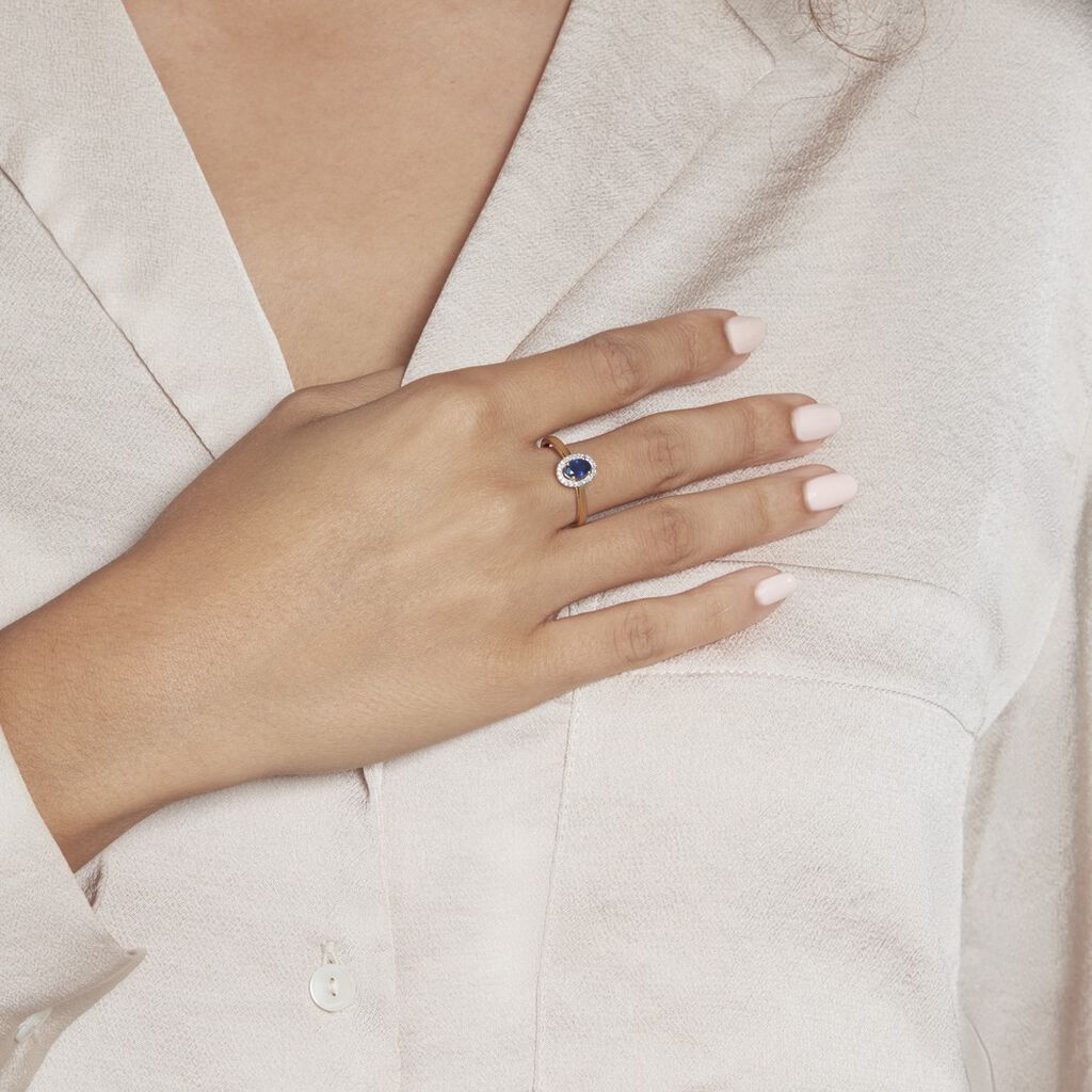 Bague Or Jaune Goulwen Saphir Ovale Et Diamants - Bagues solitaires Femme | Histoire d’Or
