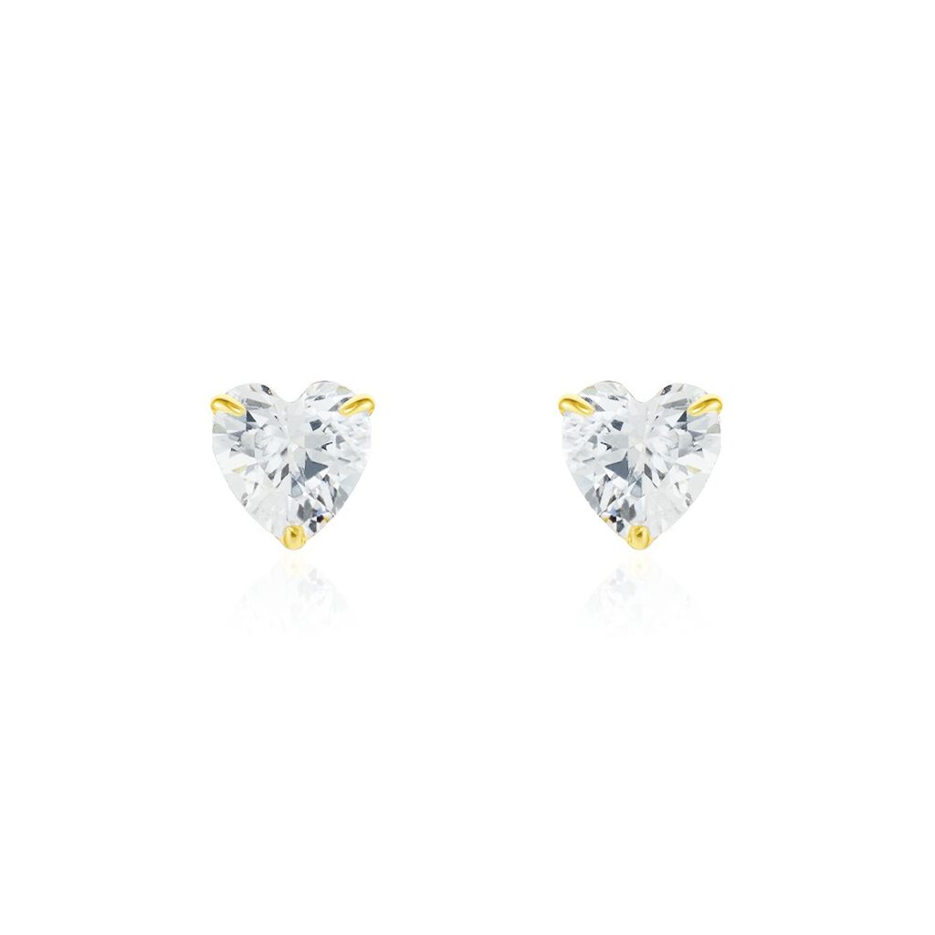 Boucles D'oreilles Puces Or Jaune Katherine Oxyde De Zirconium - Clous d'oreilles Femme | Histoire d’Or