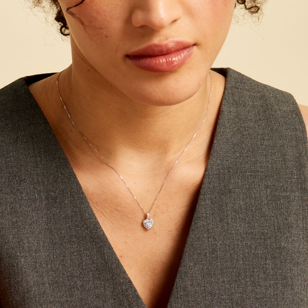 Collier Or Blanc Charity Oxydes De Zirconium - Colliers Femme | Histoire d’Or