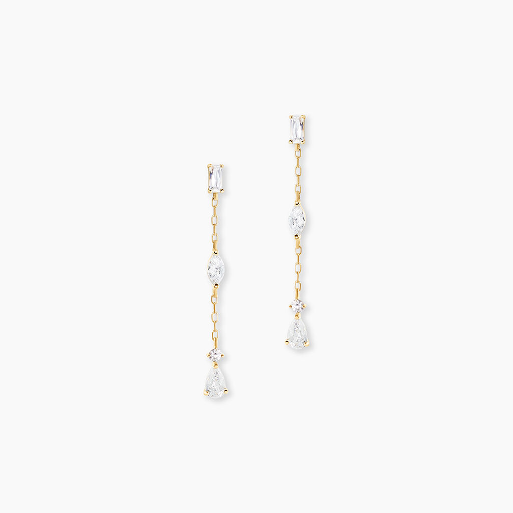 Boucles D'Oreilles Pendantes Sparkle Or Jaune Oxyde De Zirconium - Boucles d'oreilles pendantes Femme | Histoire d&rsquo;Or