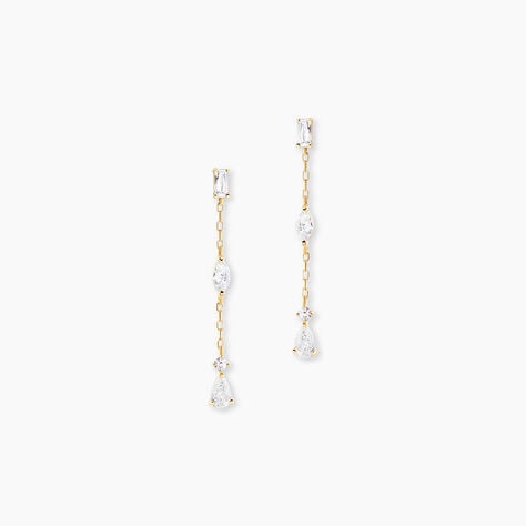 Boucles D'Oreilles Pendantes Sparkle Or Jaune Oxyde De Zirconium - Boucles d'oreilles pendantes Femme | Histoire d&rsquo;Or