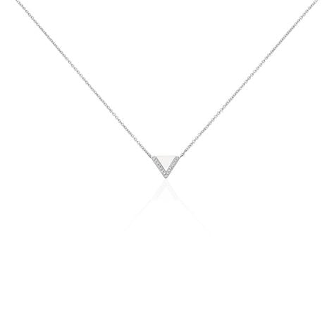 Collier Mori Argent Blanc Oxyde De Zirconium Et Nacre - Colliers fantaisie Femme | Histoire d’Or