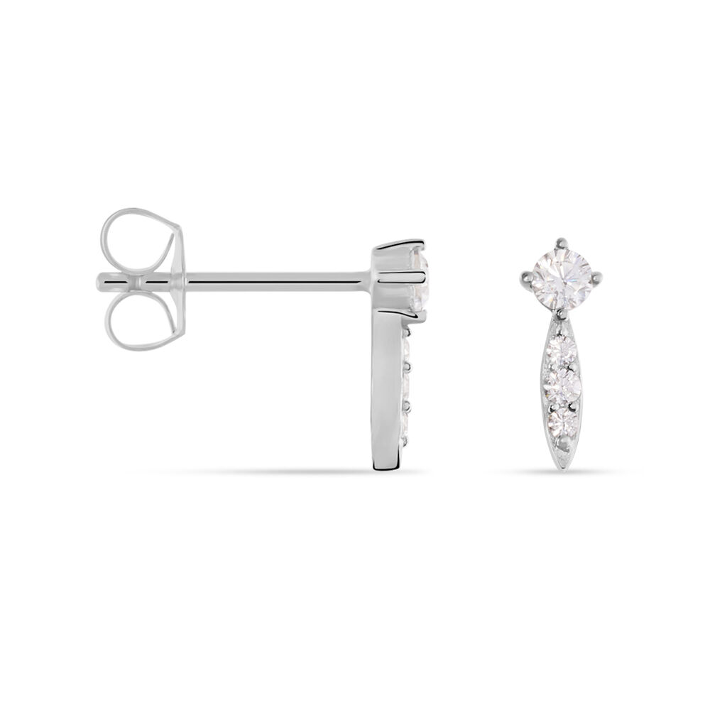 Boucles D'oreilles Puces Bormana Argent Blanc Oxyde De Zirconium - Boucles d'oreilles fantaisie Femme | Histoire d&rsquo;Or