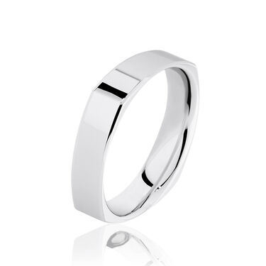 Alliance Carree Polie Or Blanc