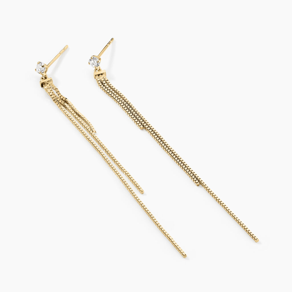 Boucles D'oreilles Pendantes Carrine Or Jaune Oxyde De Zirconium - Boucles d'oreilles pendantes Femme | Histoire d’Or