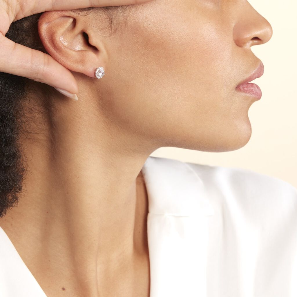 Boucles D'oreilles Puces Eternite Argent Blanc Oxyde De Zirconium - Boucles d'oreilles fantaisie Femme | Histoire d’Or