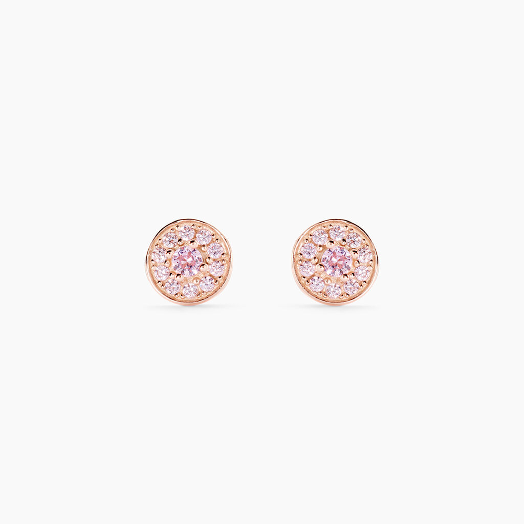 Boucles D'oreilles Puces Auxana Argent Rose Oxyde De Zirconium - Boucles d'oreilles fantaisie Femme | Histoire d&rsquo;Or