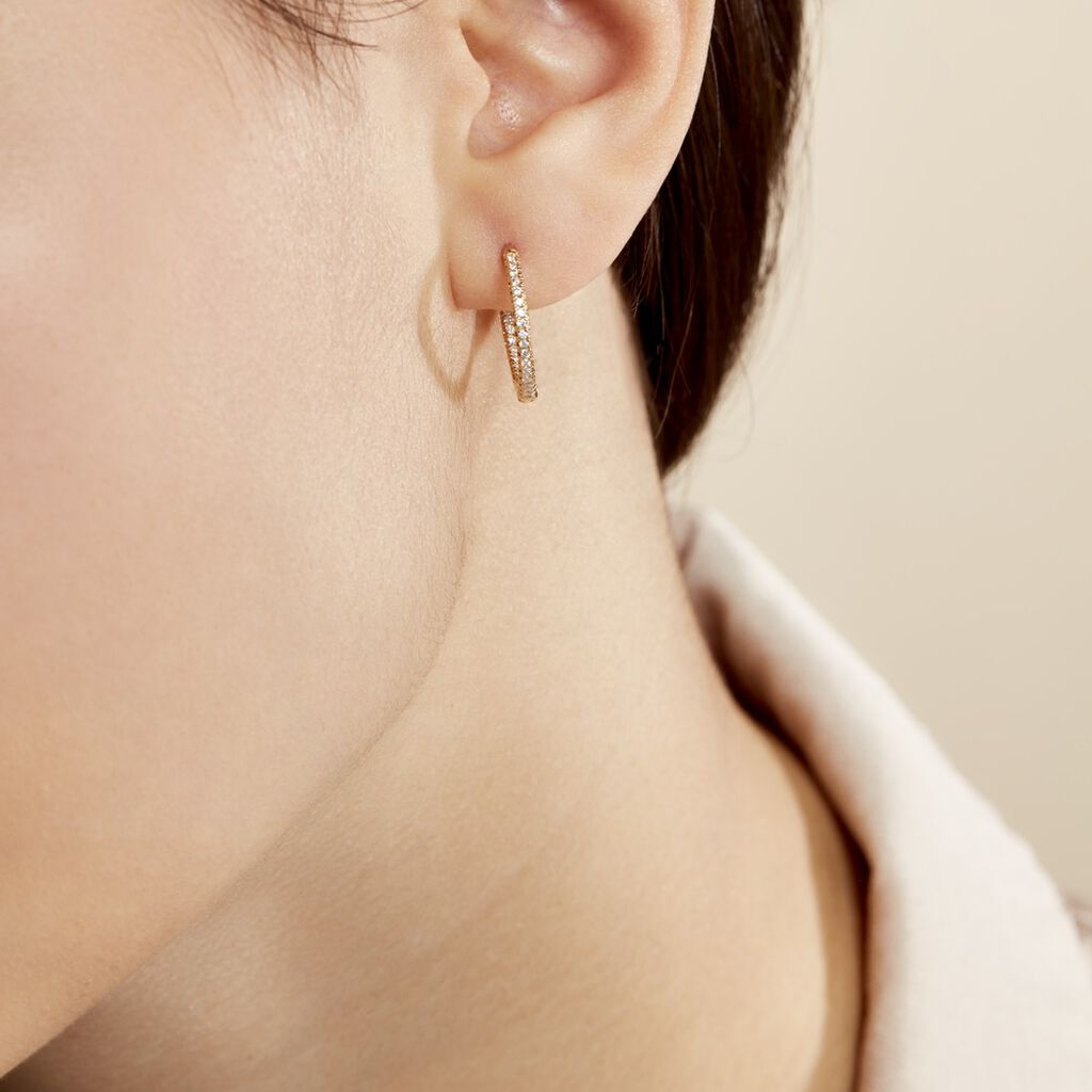 Créoles Karolina Rondes Plaqué Or Jaune Oxyde De Zirconium - Boucles d'oreilles créoles Femme | Histoire d’Or