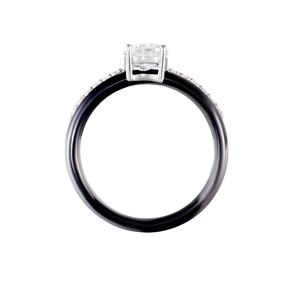 Bague Solitaire Neville Argent Blanc Céramique Et Oxyde De Zirconium - Bagues solitaires Femme | Histoire d’Or
