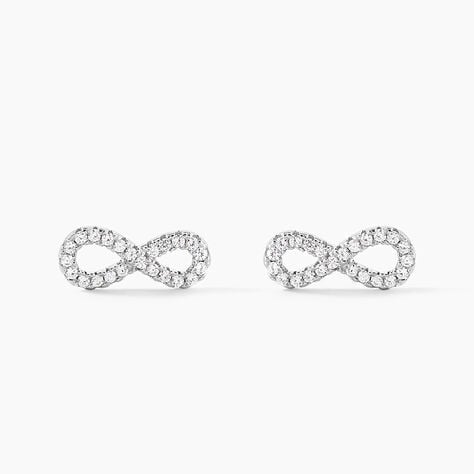 Boucles D'oreilles Puces Cl&eacute;lia Argent Blanc Oxyde De Zirconium - Boucles d'oreilles fantaisie Femme | Histoire d&rsquo;Or