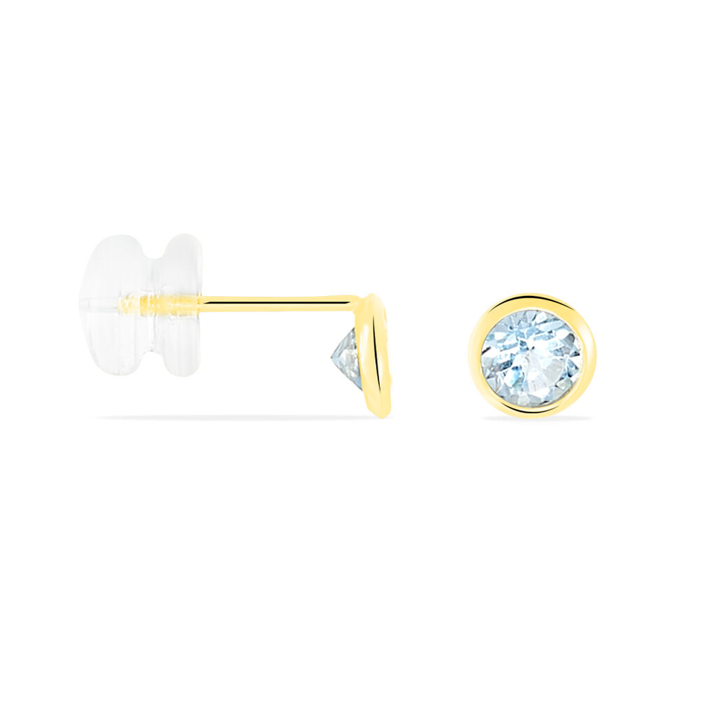Boucles D'oreilles Puces Edy Serti Clos Or Jaune Topaze - Clous d'oreilles Femme | Histoire d’Or