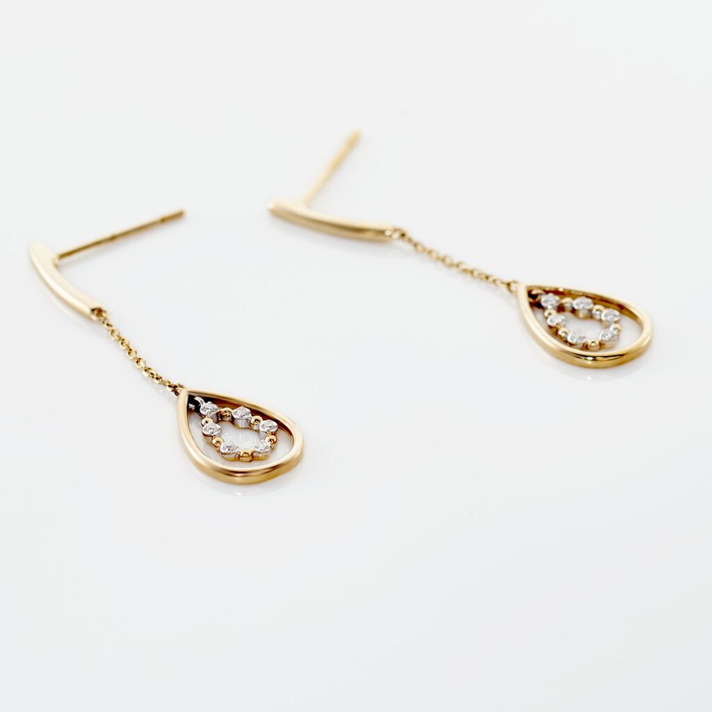 Boucles D'oreilles Pendantes Marganela Or Jaune Diamant - Boucles d'oreilles pendantes Femme | Histoire d&rsquo;Or